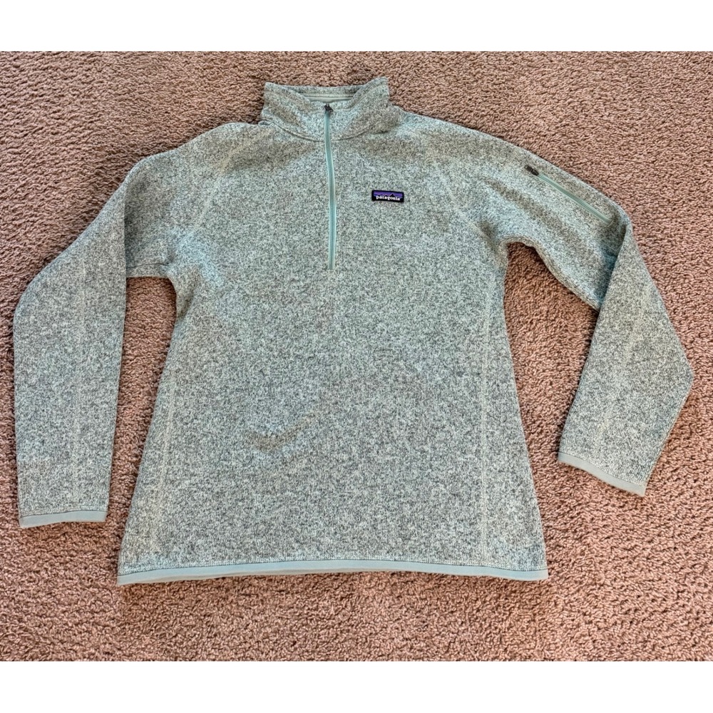 Patagonia Better Sweater Womens Large Sage Green Heather 1/4 Zip Fleece Pullover